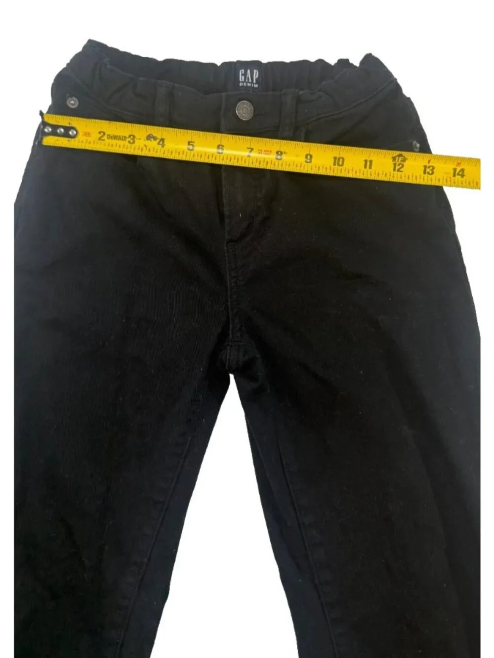 GAP Denim Boys Size 12 Black Jeans Original Fit Elastic Waist Adjustable Youth